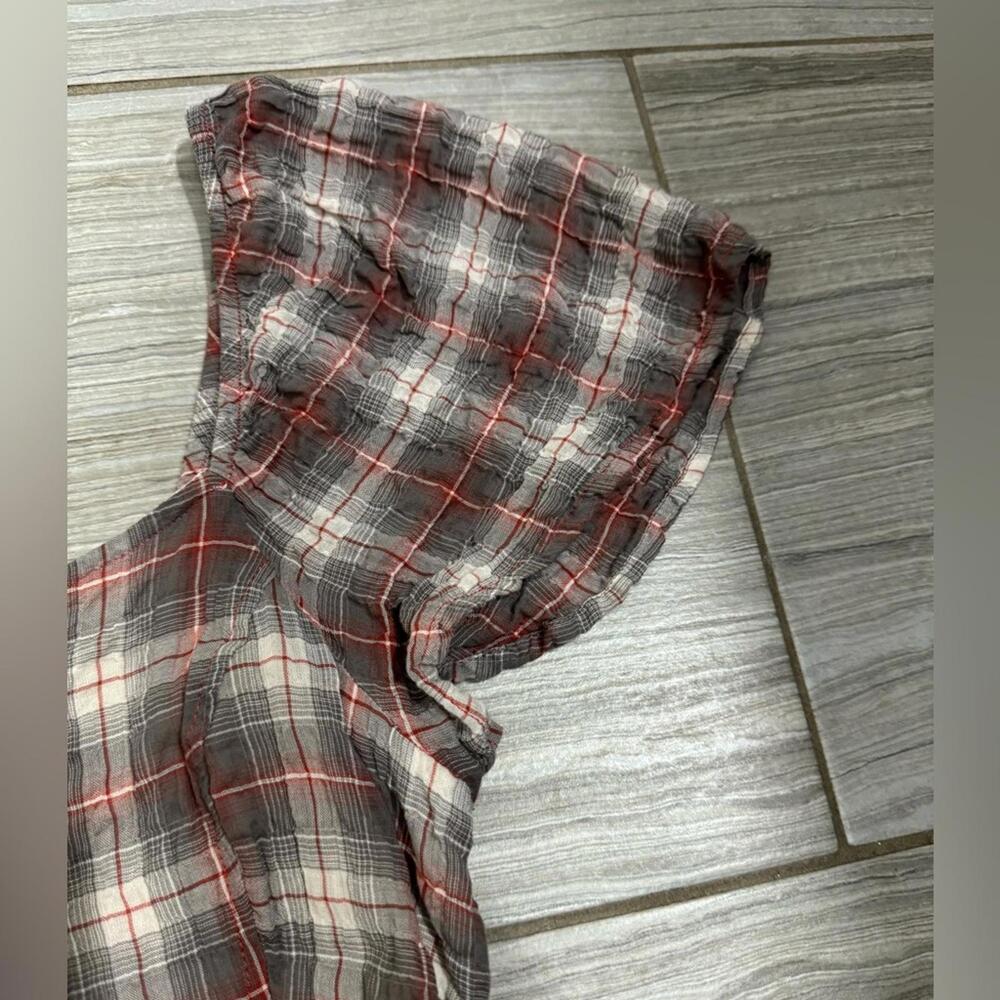 {SOLD} Maeve Anthropologie Grey & Red Plaid Flutter Sleeve Mini Dress Size Small - Picture 7 of 9